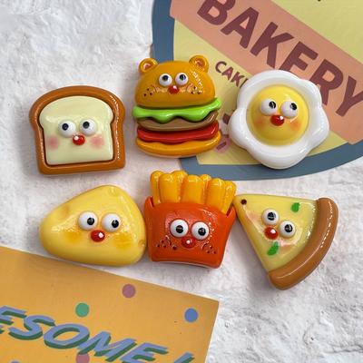 6 ks magnetů na ledničku s kreslenými burgery a hranolky, Kawaii magnety na ledničku, samolepky na tabuli, dekorativní magnety na ledničku