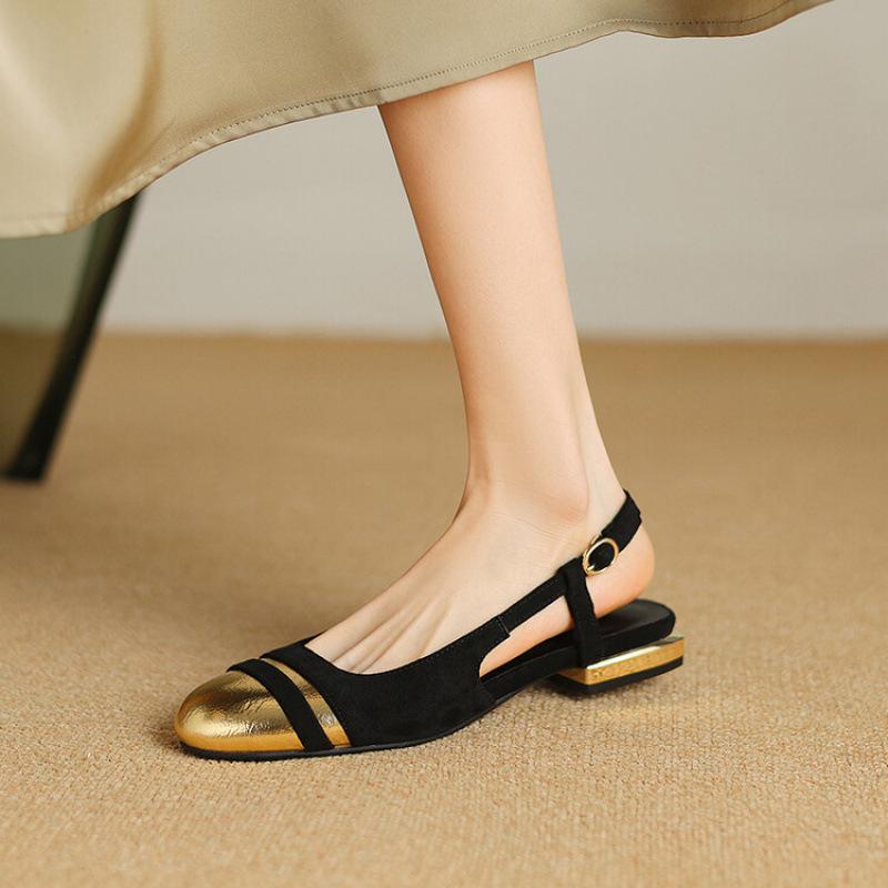 Summer women's bag head sandals casual solid color rubber soft sole large size women's shoes buckle low heel flat bottom sandals women