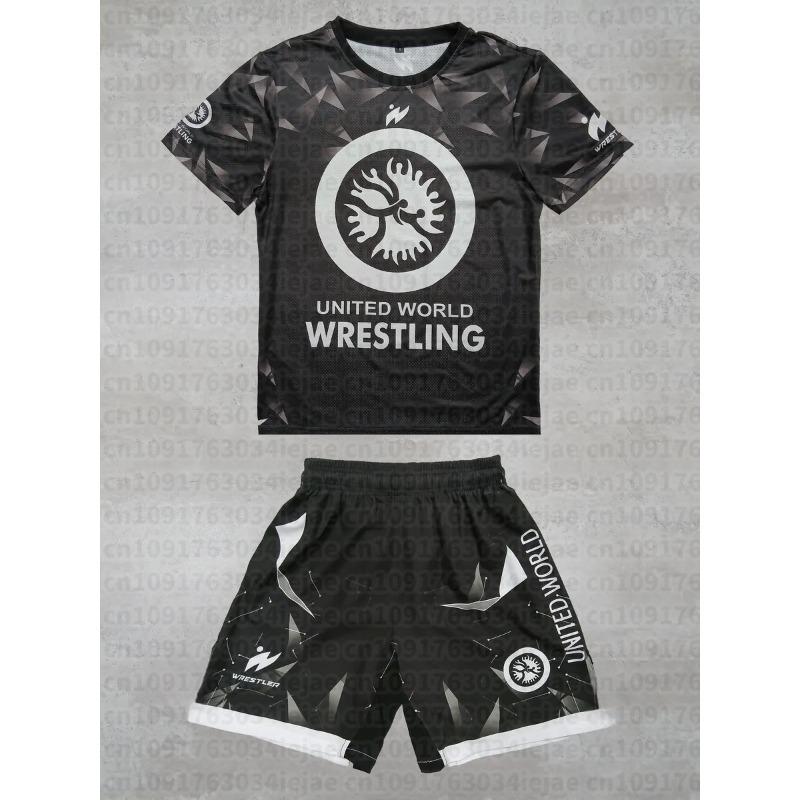 MOTO 2026 Nuevo Conjunto Deportivo de Verano para Hombre y Niño Lucha Libre Mundial Ropa Deportiva Camiseta de Manga Corta y Pantalones Cortos para Entrenamiento de MMA Ligero
