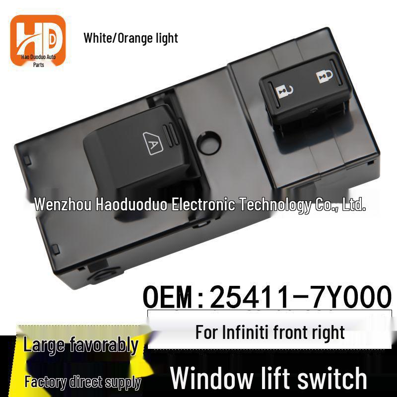 Infiniti Power Window Switch 16-Pin White-Orange Light (Front Right) 25411-7Y000 Electric