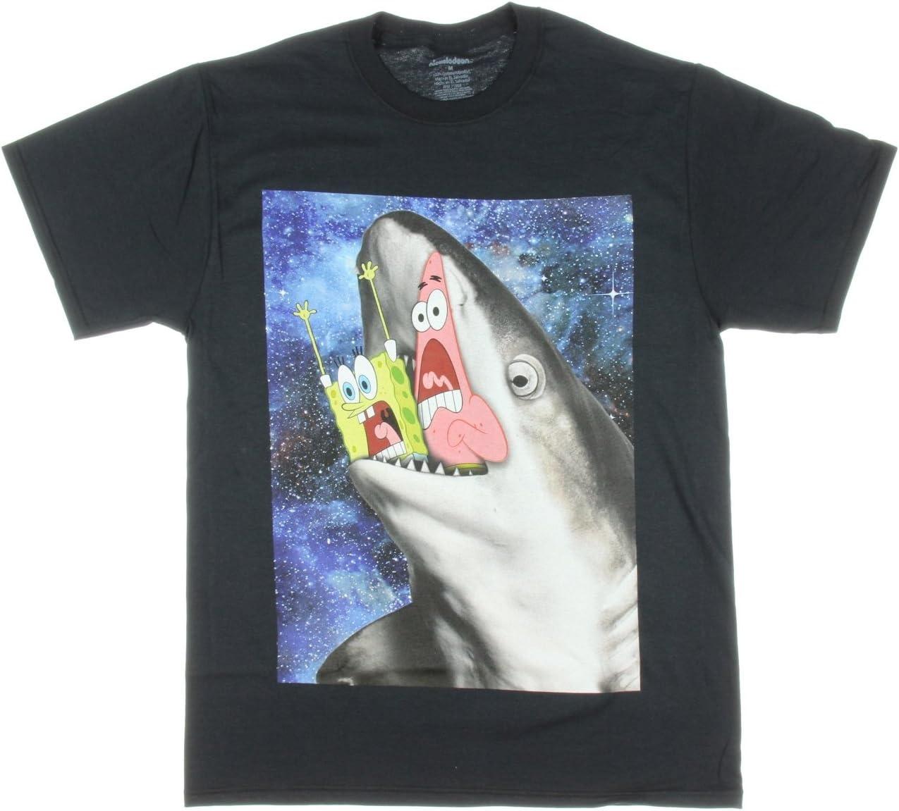 Мужская футболка Губка Боб Квадратные Штаны с рисунком Губка Боб и Акула S чёрный