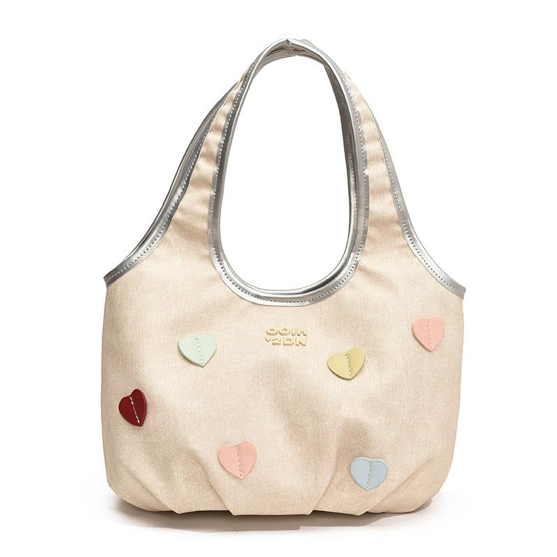 Hot Sale Niche Contrast Color Love Underarm Tote Bag Female Student Commuter Casual Versatile Shoulder Bag
