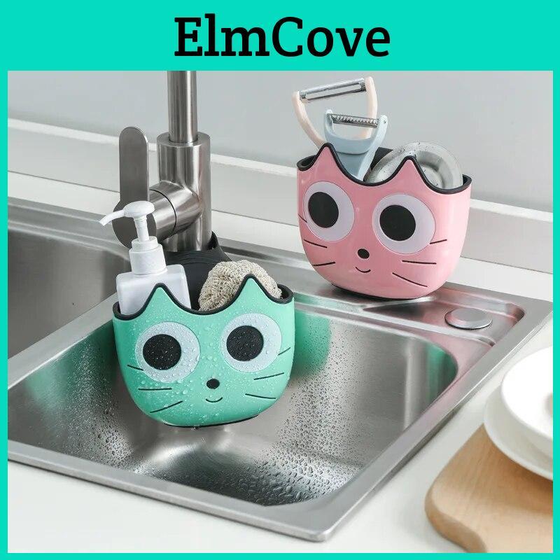 Creative 1pc Cartoon Cat Sink Drainage Bag Kitchen Storage And Hanging Basket Storage And Drainage Rack Hanging Bag