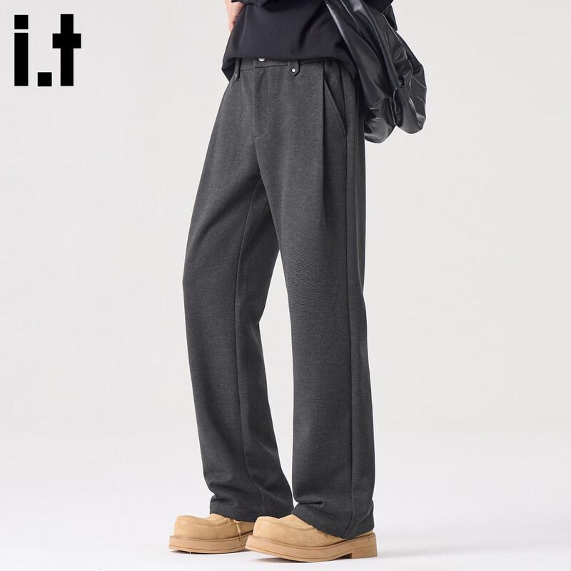 Men s Vintage Wool Blend Straight-Leg Casual Trousers 33