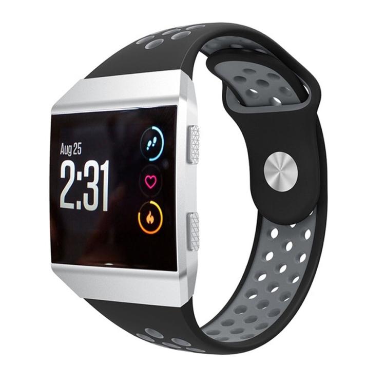 

Для Fitbit Ionic Дышащий двухцветный силиконовый ремешок для часов чёрный