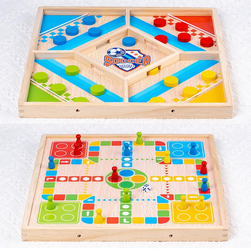 

Wooden Double Play Bouncy Chess Parent-Child Interactive Children s Table Game 2 in 1 Multifunctional Flying Chess Toy