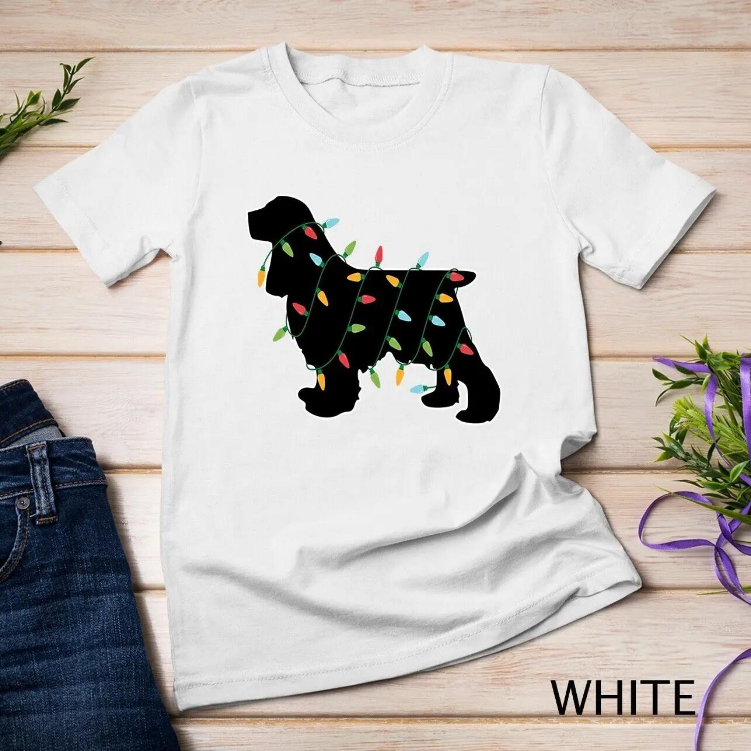 Cocker Spaniel Christmas Lights for Dog Lover T shirt S