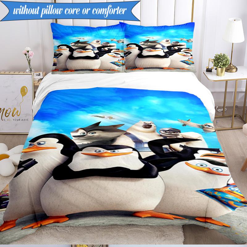 Penguins dventure 3pcs K-pop music group Bedding set,Ideal for Bedroom, Dormitory,Including Duvet Cover And 2pcs Pillowcases,Fan gifts