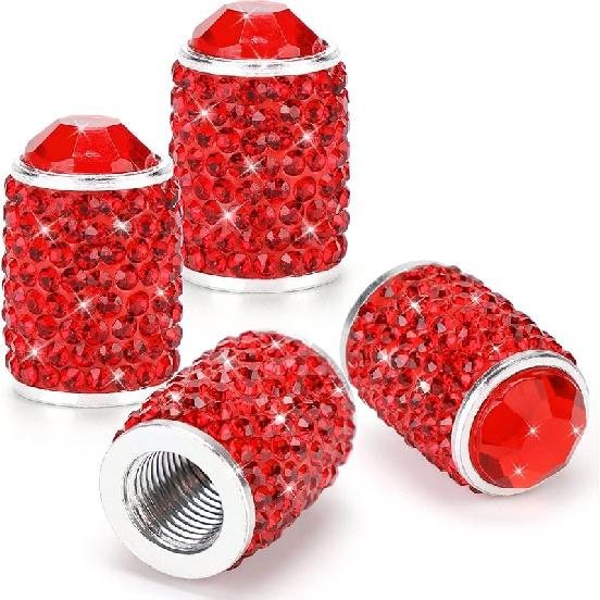 Bling Tire Valve Caps, 4 Pack Handmade Crystal Rhinestone Tire Caps Universal Bling Car Accessories for Women Dustproof Bling Valve Stem Caps Cover