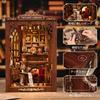 CRESYMME Miniature House Dollhouse Book Nook Kit Wooden DIY 3D Hobby Handmade (Lamped Study)