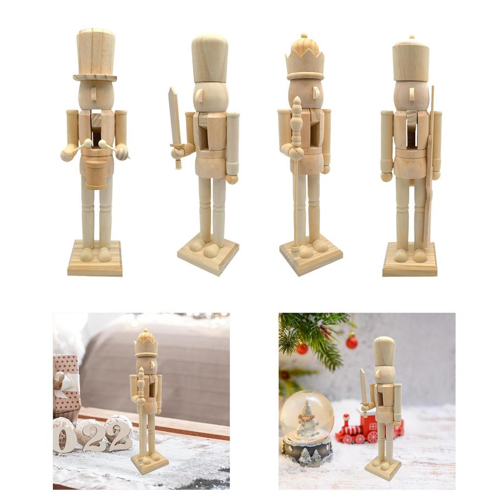 Wood Nutcracker Figurines Paint Your Own Mini Wooden Nutcracker Figure for Table Decor Arts Project Christmas Craft Supplies