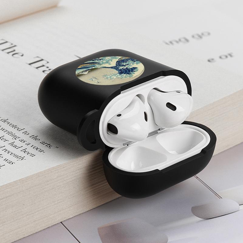 Soft Black Silicone Case for Apple Airpods Pro 3 2 1 The Great Wave of Kanagawa Bluetoooth Wireless Earphone Cases Airpod Cover