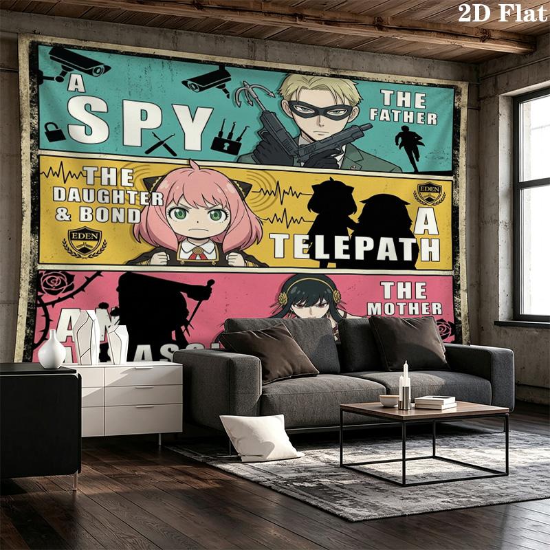 Spy Family Wall Tapestry Aesthetic Wall Hanging Printed Fabric Blanket Decorative Tapestries For Bedroom Living Room Home Decor