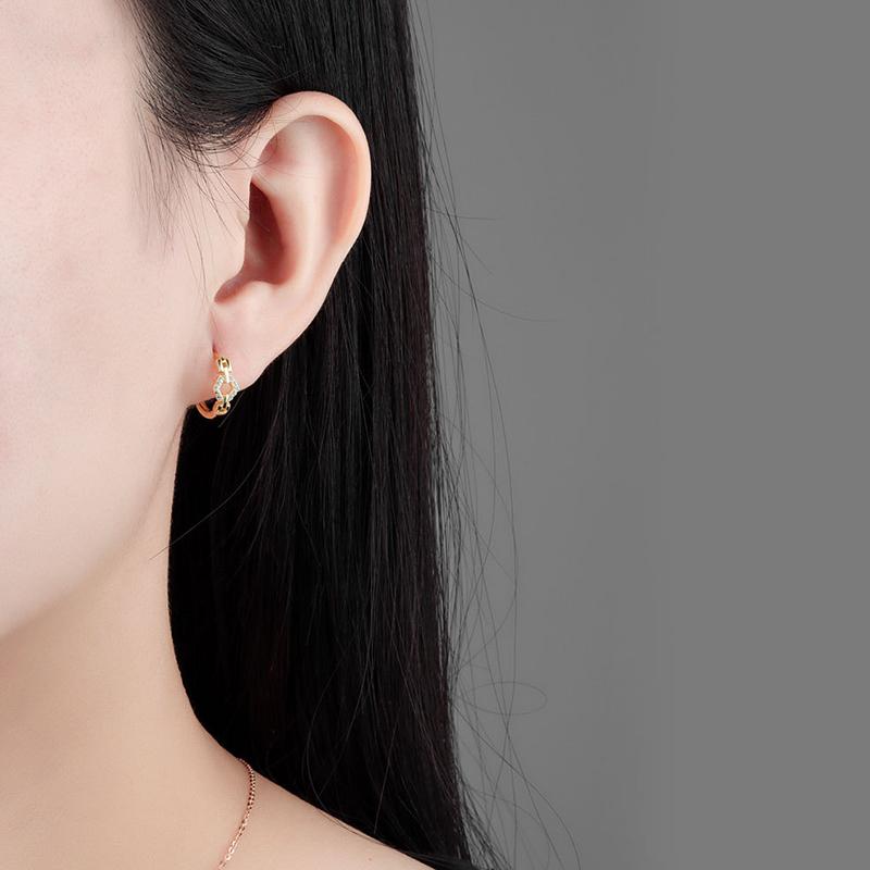 ANENJERY Zirkon hohle Polygon-Creolen für Frauen, geometrisch zarte Huggie