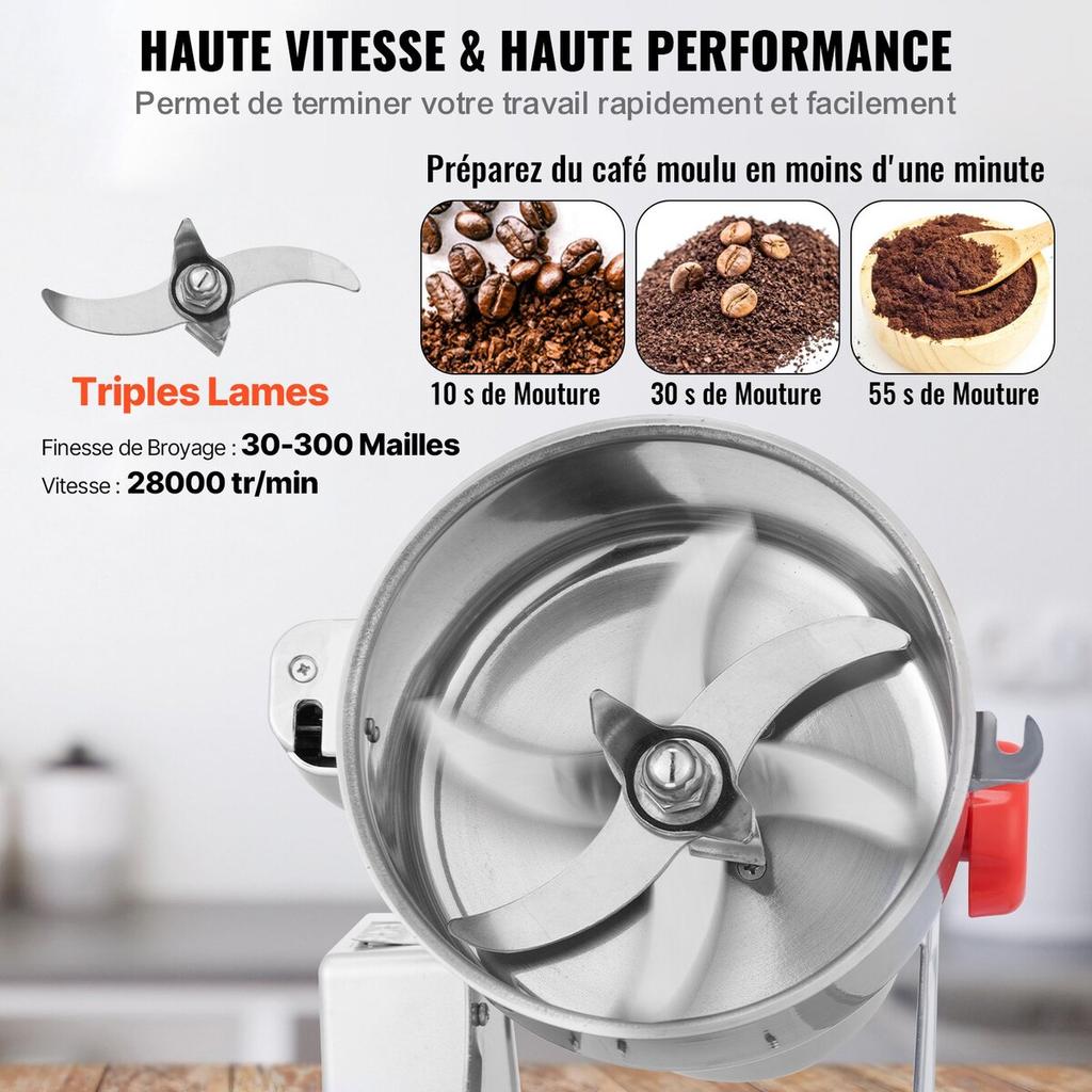 1000g Commercial Spice Grinder Electric Grain Mill Grinder High Speed
