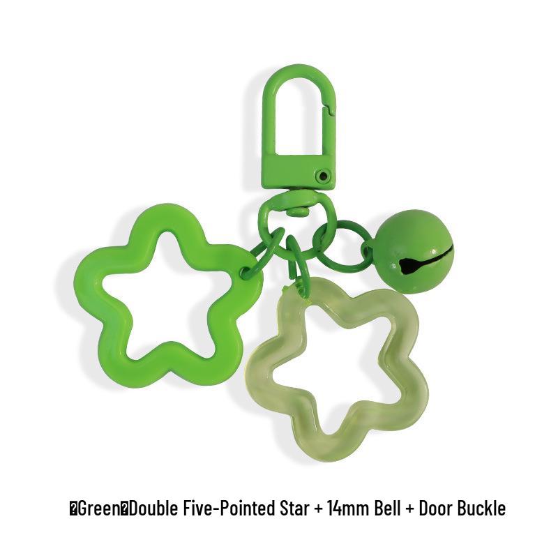 Vibrant Acrylic Star Keychain Pendant with Bell - Cute Earphone Case Accessory