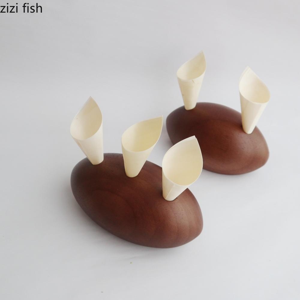 Walnut Dim Sum Rack 2 Holes 3 Holes Chicken Rolls Rack Dessert Plate Featured Tableware Dim Sum Dish Ice Cream Racks Cake Racks