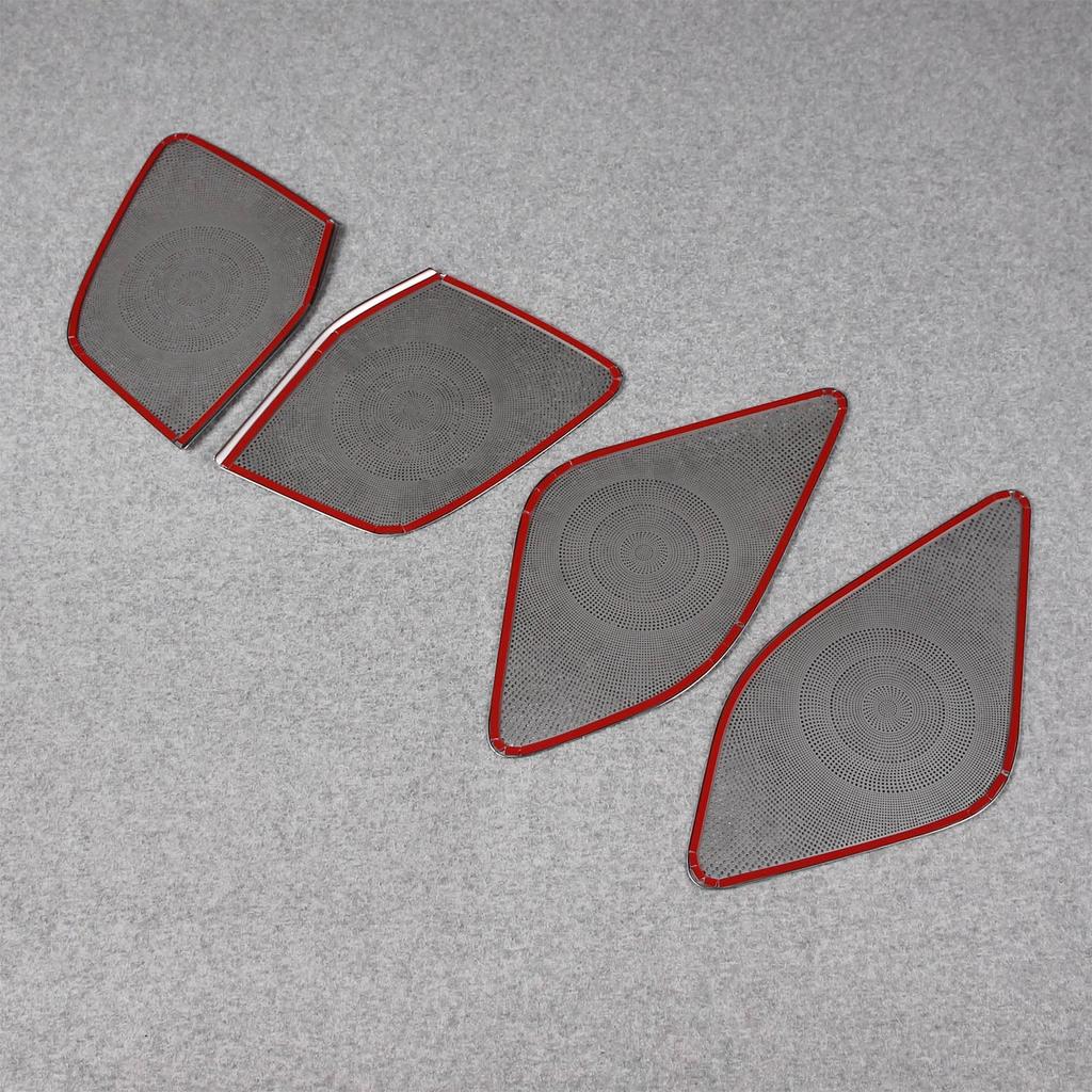 RUIQ Stainless Steel Front and Rear Speaker Ring Garnish for Toyota New Silver Alphard/Vellfire (40 Series) -