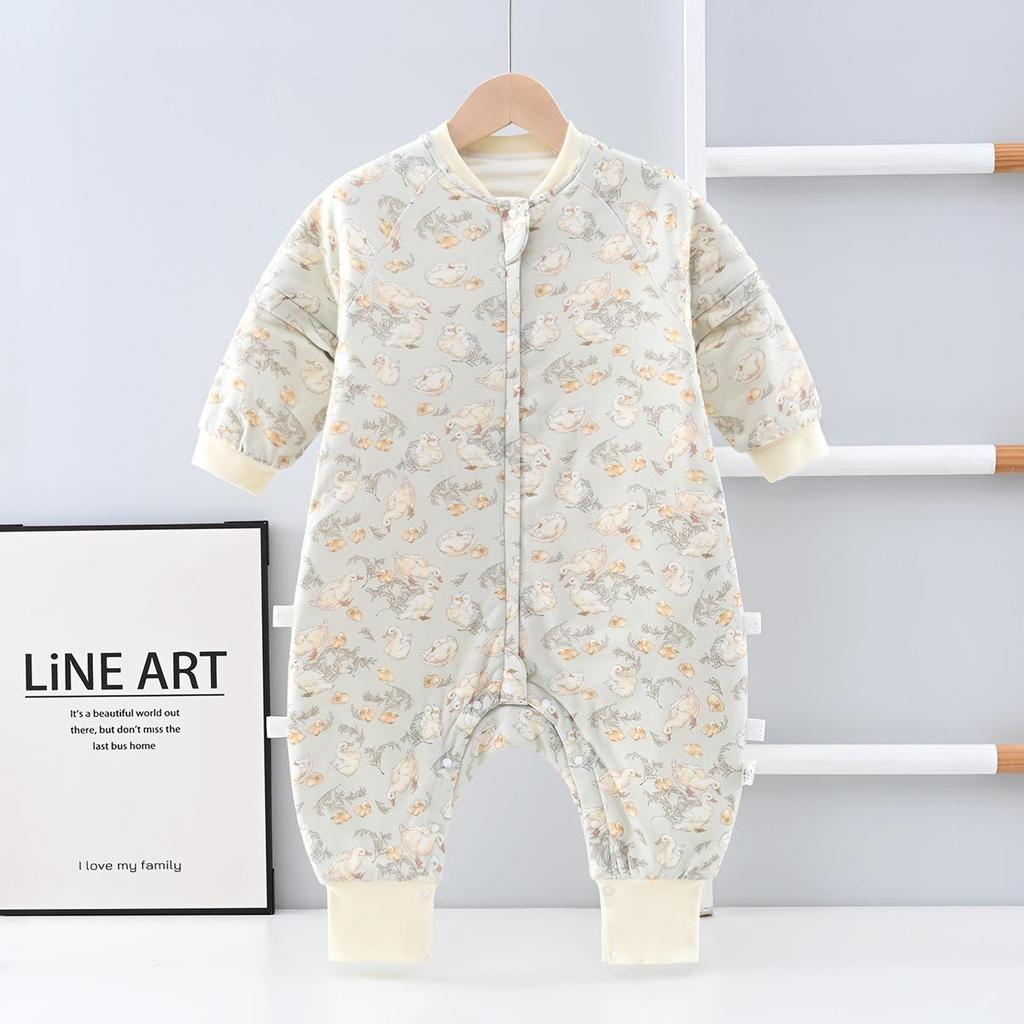 Mulberry Silk Baby Sleeping Bag - Autumn/Winter, Split-Leg Design, Anti-Startle, One-Piece Pajamas