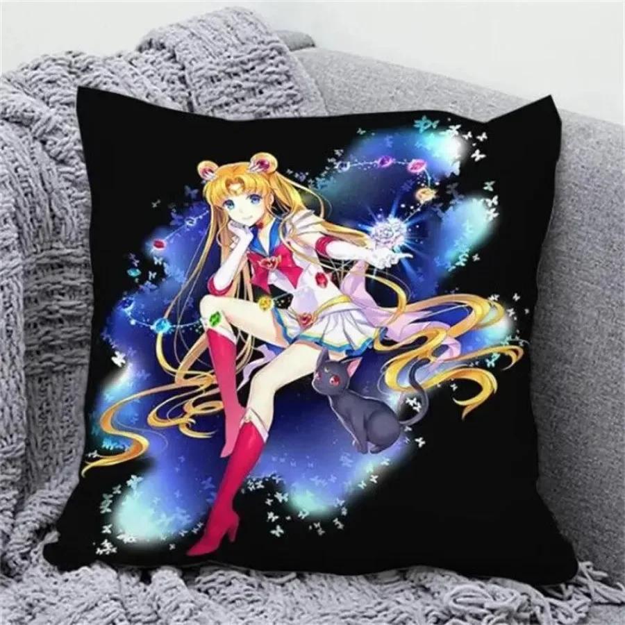 Anime Cartoon Sailor Moon Print Cushion Cover Sofa Home Decor Pillowcase