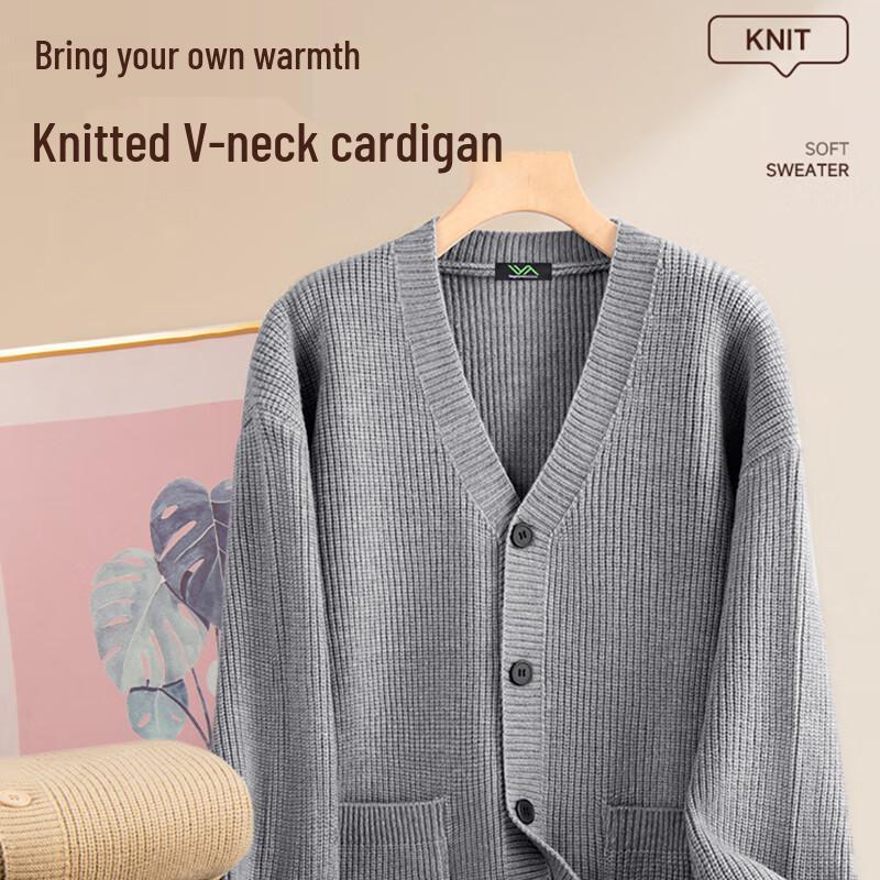 Fingercroxxit Unisex Locker geschnittene V-Ausschnitt Strickjacke