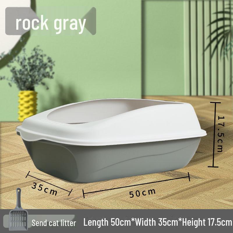 Large Semi-Enclosed Cat Litter Box with Anti-Splash Design and Shovel