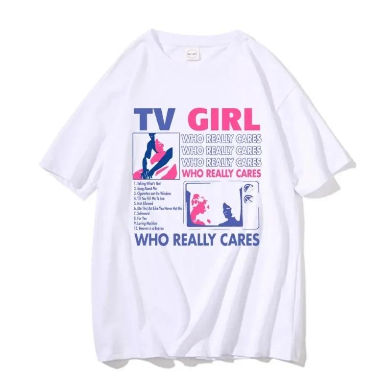 Maglietta di Cotone Trend Tv Girl Lovers Rock Song Stampa T-shirt Uomo Cotone Hip Hop Oversize T-shirt Manica Corta T-shirt Streetwear Top Magliette Uomo