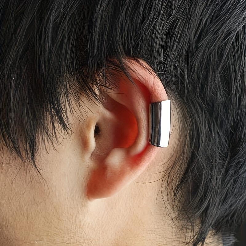 New 1pc Simple Long Tube Geometric Stainless Steel Ear Clip For Men Women Non Piercing Ear Cuff Jewelry Fashion Daily Wear Style