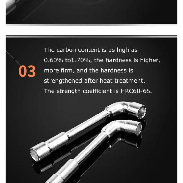 CRV Steel L Type Socket Spanner L Wrench 6 Point Hand Tools Automotive Mechanical Tool 8 10 12 13 14mm