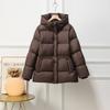 Winter new down jacket women's medium thick waist white duck down hooded puff bread jacket medium and long tide