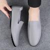 Simple Mens Casual Leather Shoes Versatile Men Loafers Comfy Mocasines Handmade Male Slip On Shoes Outdoor Travel Driving Shoes