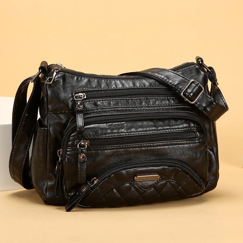 Yumuşak Deri Dokulu Çok Katmanlı Askılı Çanta Basit Zarif, Moda Günlük ve Hafif Anne Çantası