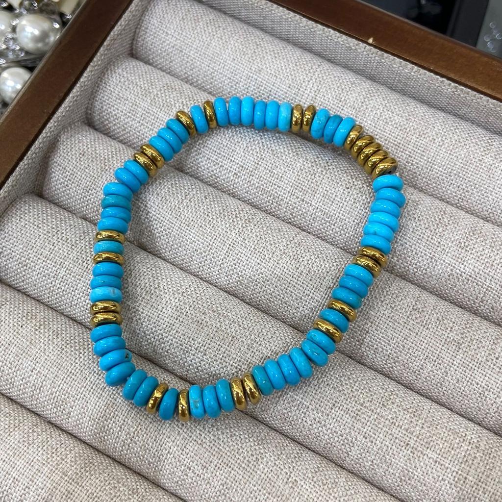 High-End Literary Temperament Necklace Female Turquoise Small Gold Beads Beaded Collarbone Chain Light Luxury Retro New Chinese Neck Chain