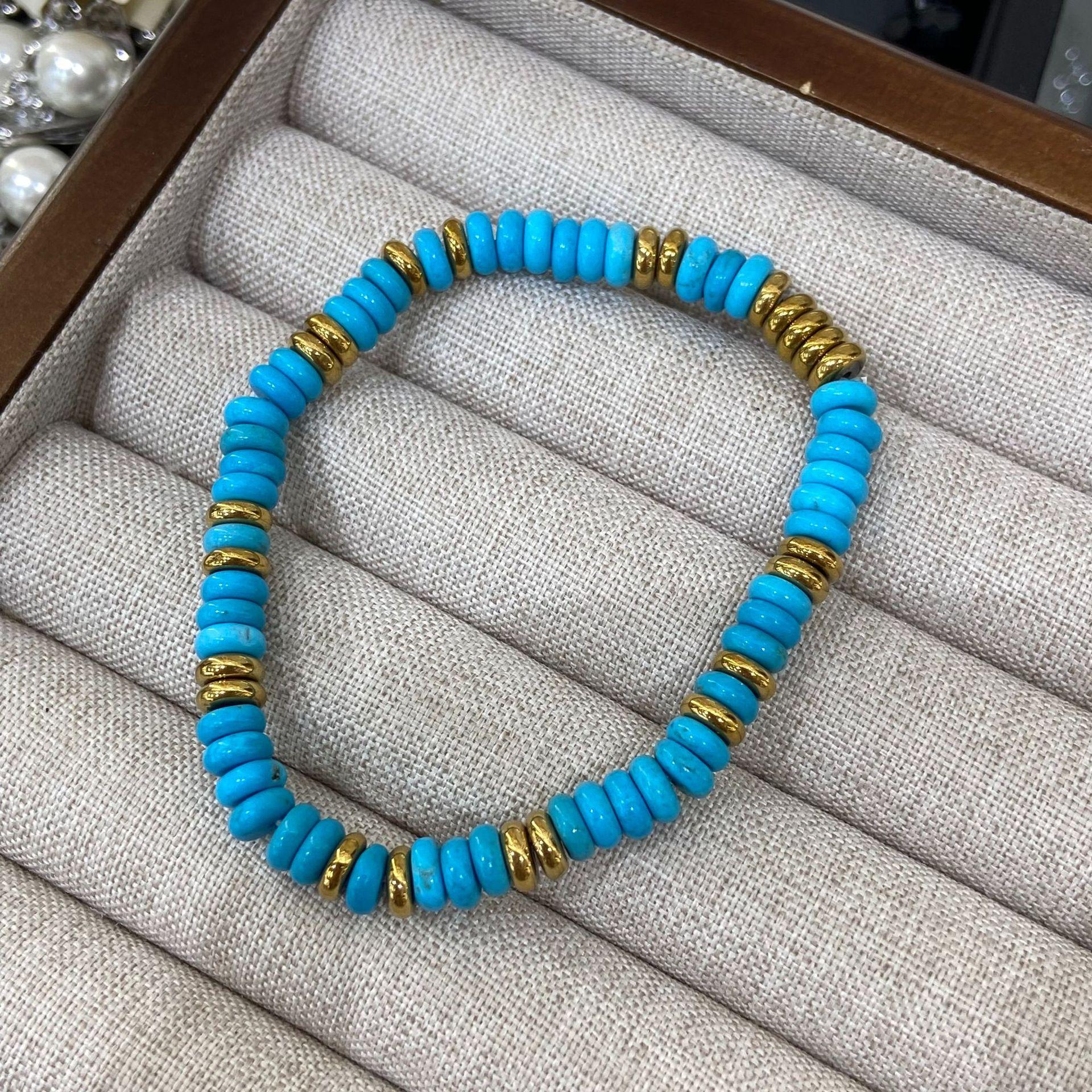 

High-End Literary Temperament Necklace Female Turquoise Small Gold Beads Beaded Collarbone Chain Light Luxury Retro New Chinese Neck Chain