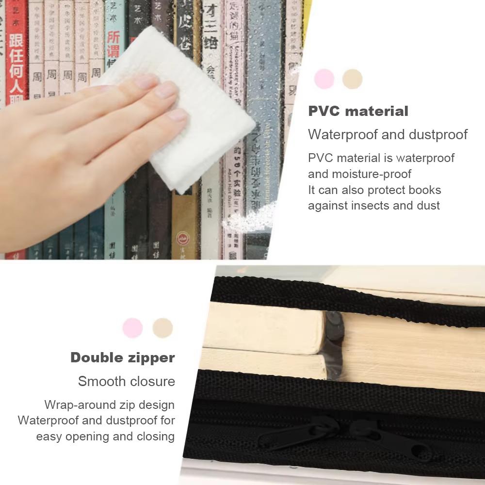Foldable Student Book Organizing Bin Box Household Large Capacity Transparent Dustproof Collection Container Books Clothes Snacks Organizer Pouch