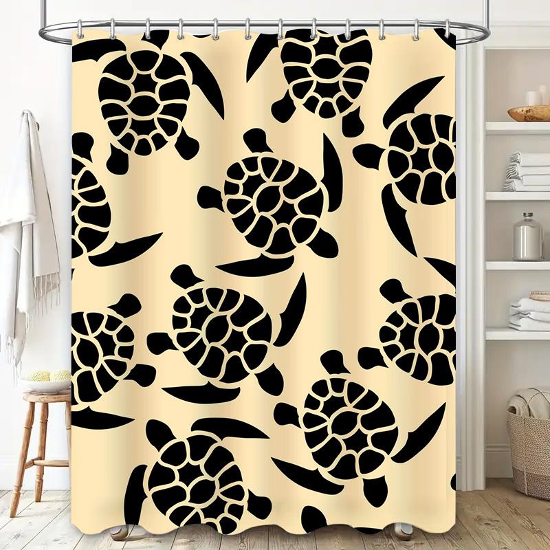 Seascape Turtle Pattern Shower Curtain Waterproof Fabric Decorative Liner for Bathrooms In Multiple Sizes