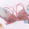 Women Flower Printed Cozy  Bras Front Buckle Wireless Bralette Sexy Lingerie Comfort Push Up Floral Bras