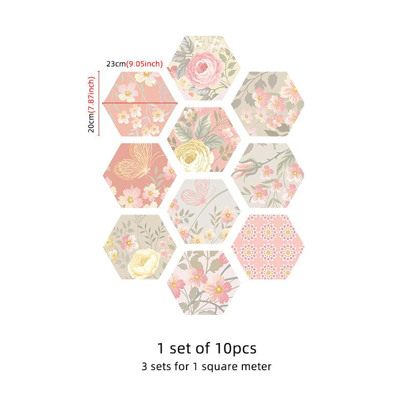 Nordic Style Twill Anti-Skid Hexagonal Floor Sticker Thickened Matte Hexagonal Tile Sticker Self-Adhesive And Removable Wall Sticker