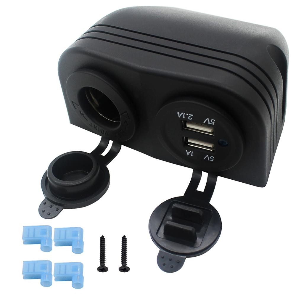 

Двойной автомобильный разветвитель розетки 12 В USB зарядное устройство адаптер питания розетка 9.8*5*7.7*6cm чёрный