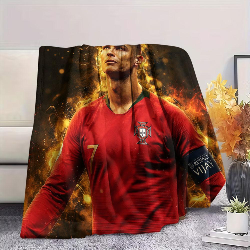1PC CR7 Patterned Flannel Blanket Suitable For All Seasons for Home Decor Warmth and Comfort Gifts Holiday Present