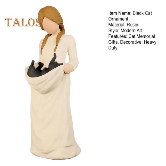 Frauen Schwarze Katze Figurine Schwarzes Kätzchen Harz Statue Skulptur Home Office Bücherregal Desktop Dekoration Ornament Katze Memorial Geschenke