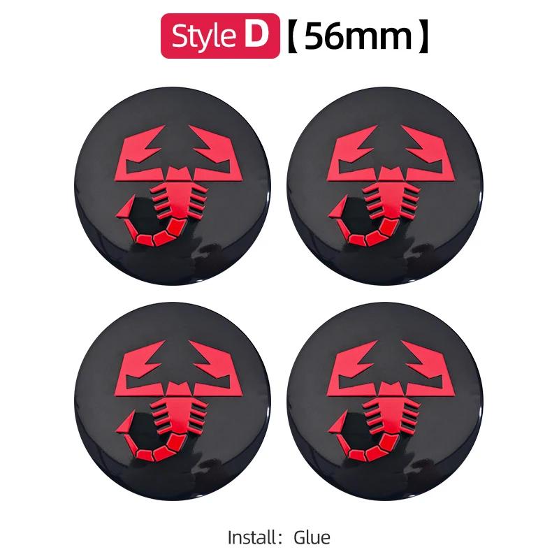 ESA4 4ks 3D 56mm Samolepka na střed kola auta Krytka náboje Znak Pro Fiat Abarth 500 Ducato Panda Talento Linea Idea Spider Cronos