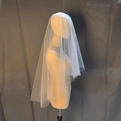 Elegantní nahý tyl s průsvitným závojem pro nevěstu - Dlouhý, lehký a bez hřebínku