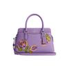 Darcie 26 Rose Floral Zip Closure Pebble Leather Kelly Bag Medium Women Handbags Purple CL423-SVPSK