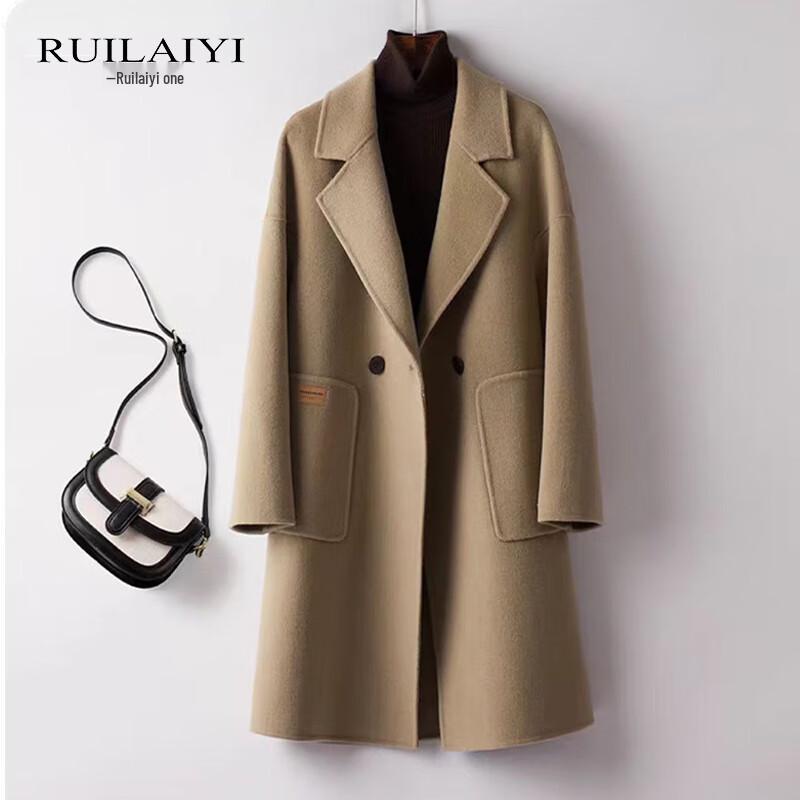 

RUILAIYI Women s Wool Cocoon Coat L