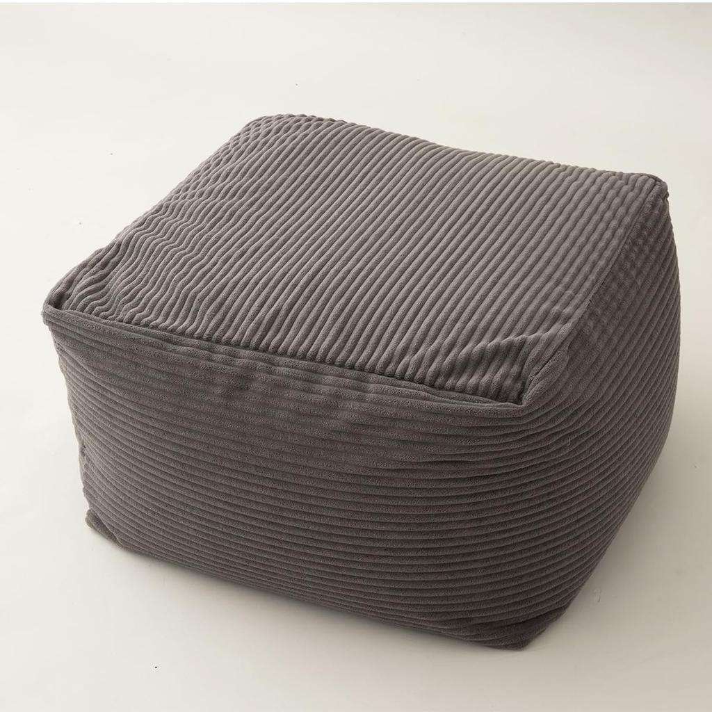 Flex Sales Bead Cushion, Made in Japan, Ottoman Cube, Corduroy Fabric, Gray, PCM-5524D