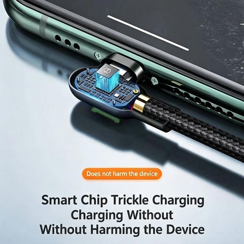 Double Angled USB C Charging Cable Fast Speed Data Sync Reinforced Braided Cord For Phones And Tablets