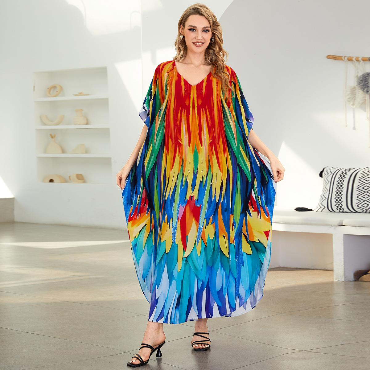 

Пляжные кафтаны для женщин с принтом бабочки и попугая, летние платья больших размеров, праздничные купальные костюмы, дропшиппинг One Size синий