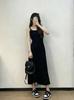 mm Hepburn style suspender knitted dress women's summer new sleeveless design waist vest long dress