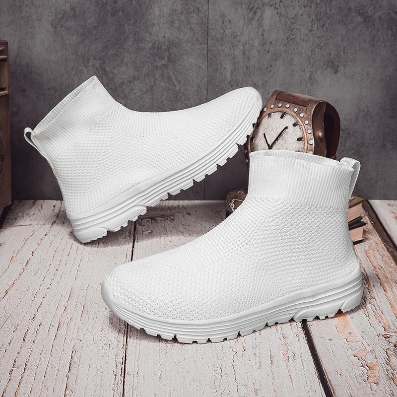 Spring Couple Socks Shoes Breathable Mesh High-Top Casual Shoes One Pedal Thick-Soled Fly-Woven Sports Shoes